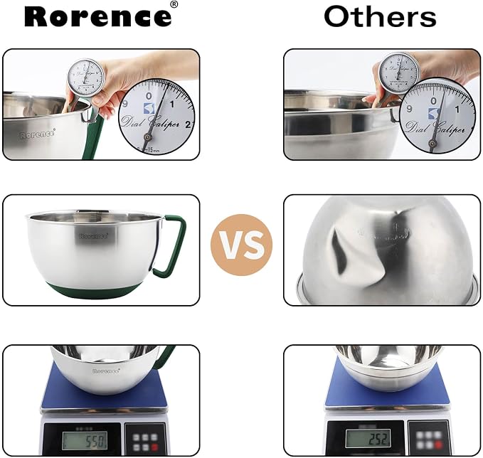 Rorence Mixing Bowls Set: Stainless Steel Non-Slip Bowls - Image 4