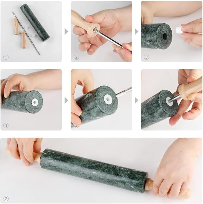 Koville Marble Rolling Pin, Non-Stick Stone Dough Roller, Rolling Pin - Image 7
