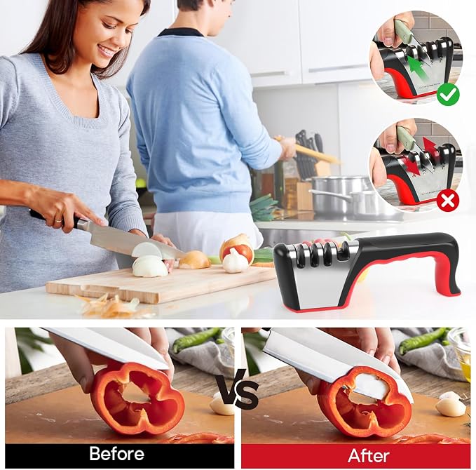 4-in-1 Knife Sharpener, Sturdy Manual Knife Sharpeners - Image 6