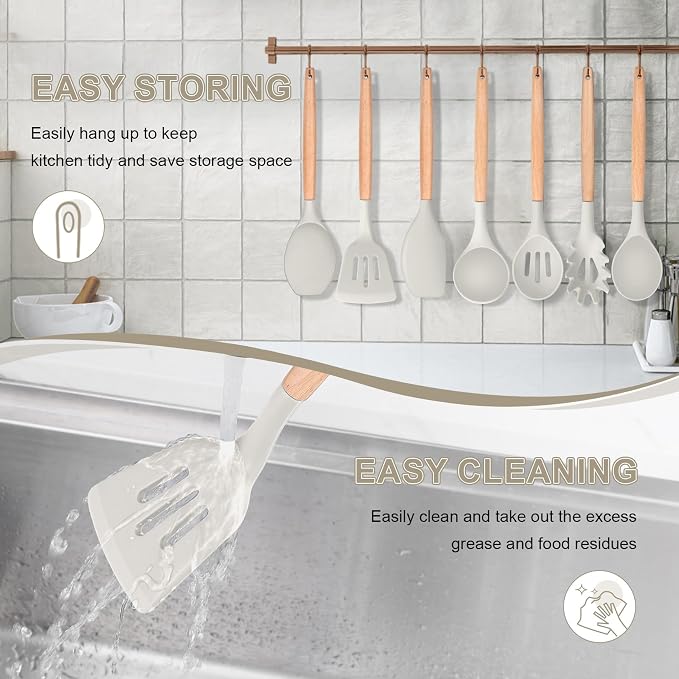 P&P CHEF Silicone Cooking Utensils Set, 8-Piece Kitchen Cooking Utensil - Image 7