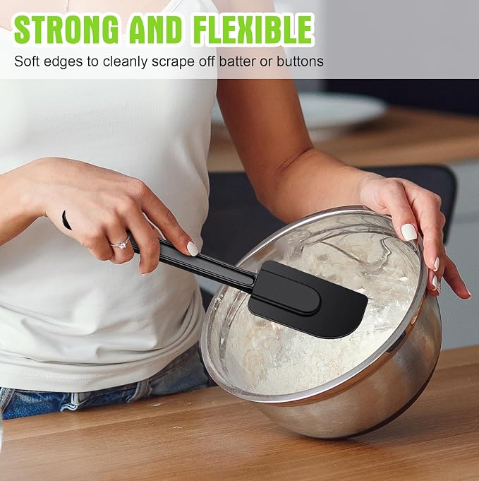 Meekoo 5 Pieces 10 Inch Rubber Spatula, 500°f High Heat Resistant Silicone - Image 4