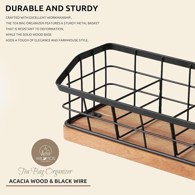 WILDMOS Tea Bag Organizer, Iron Wire Basket - Image 3