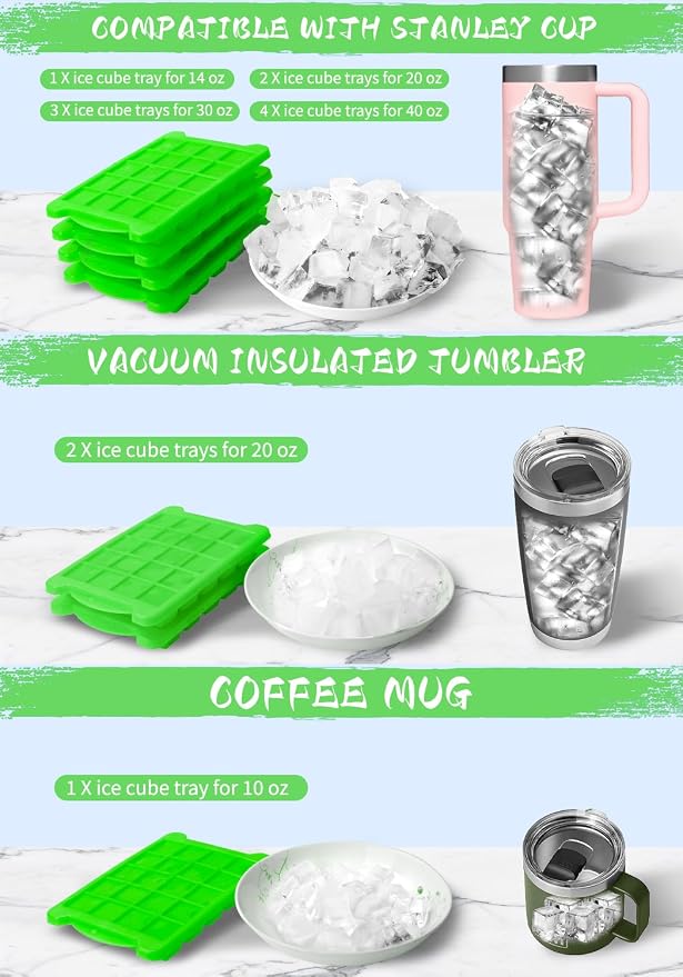 4 Pack Mini Ice Cube Trays for Freezer-Easy Release & Stackable | Small Ice - Image 6