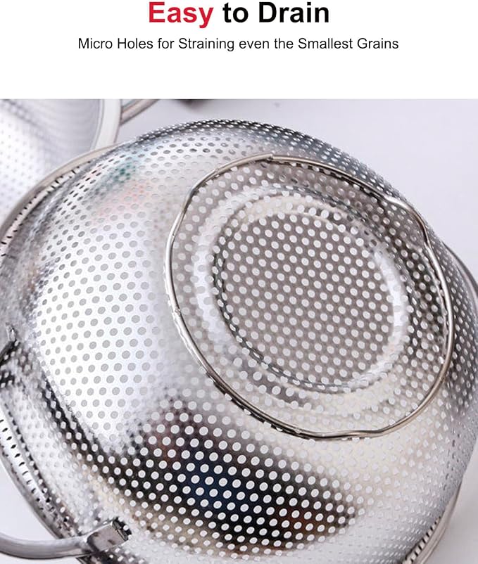 5-Quart Colander for Kitchen, Stainless Steel Colander - Image 2