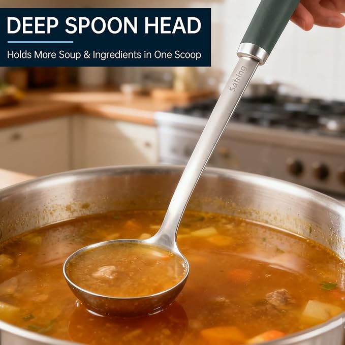 Safring Stainless Steel Soup Ladle and Spaghetti Spoon Set, Heat Resistant - Image 5