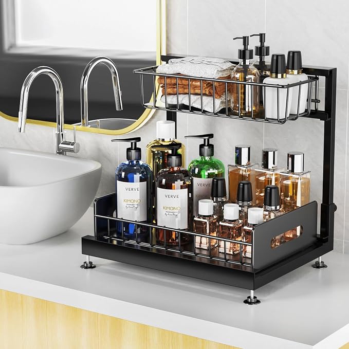 2 Pack Under Sink Organizers and Storage, Pull Out Cabinet Organizer, 2-Tier - Image 4