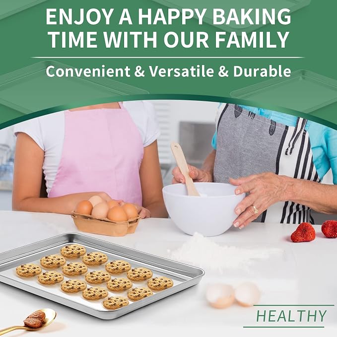 Baking Sheets Set of 2, HKJ Chef Cookie Sheets 2 Pieces & Stainless Steel - Image 7