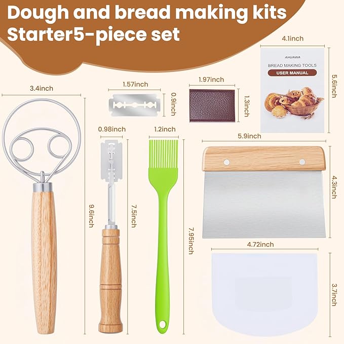 Danish Dough Whisk with Sourdough Scoring Tool, Bread Making Tools and Baking - Image 2