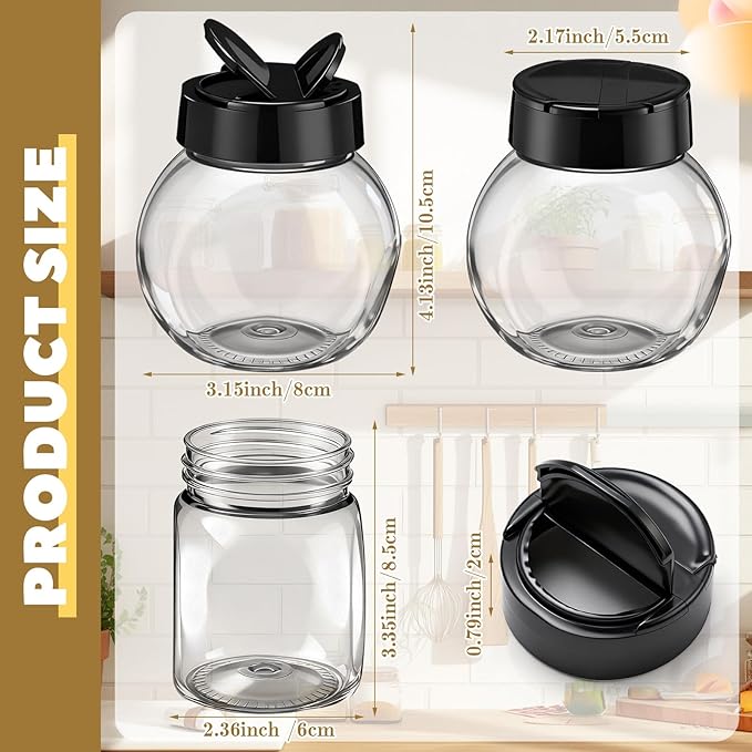 Zhehao 24 Pieces Plastic Spice Containers Plastic Spice Bottles Clear Reusable - Image 2