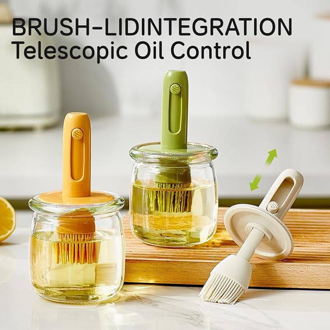 Retractable Oil Brush Dispenser, 2-in-1 Glass Olive Oil Bottle - Image 5