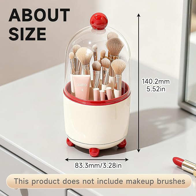Makeup Brush Holder with Lid, Cosmetic Tools Organizer with Cover, 360° - Image 7