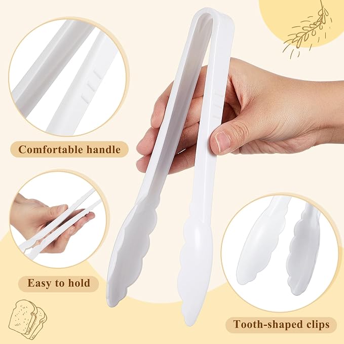 Tessco for you 25 Pcs Plastic Tongs for Serving Bulk, 9 Inch Plastic Disposable - Image 3
