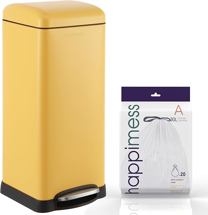 happimess HPM1007K Betty Retro 8-Gallon Step-Open Trash Can, Daffodil Yellow by Happimess