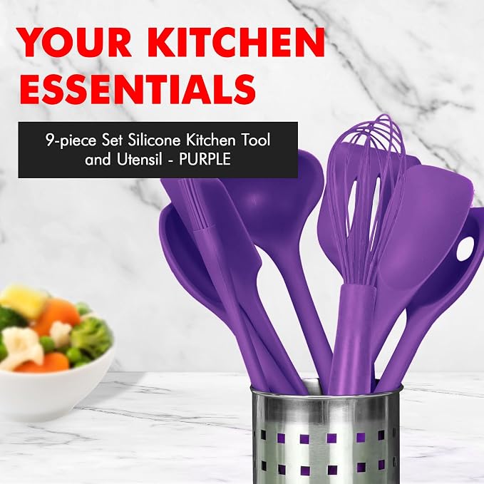 Chef Craft Premium Silicone Kitchen Tool and Utensil Set, 9 Piece - Image 2