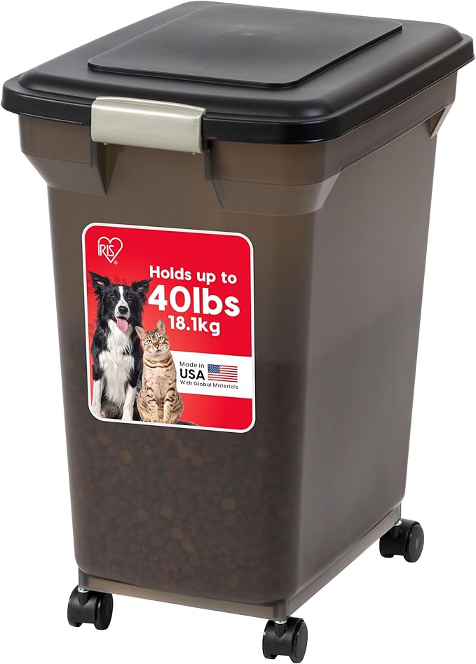 IRIS USA Airtight Dog Food Storage Container, WeatherPro, Removable Wheels by IRISUSA