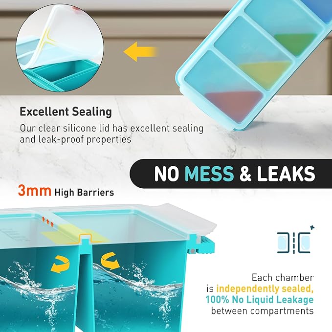 Silicone Freezer Tray With Lid Soup Freezer Container Molds with Steel - Image 3