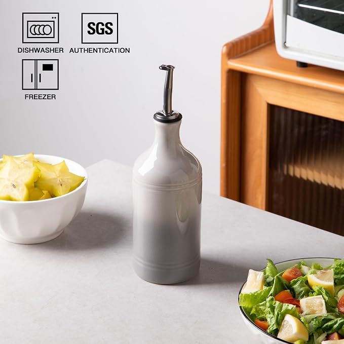 Sweejar Ceramic Olive Oil Dispenser Bottle, Opaque Oil Cruet Protects to Reduce - Image 2