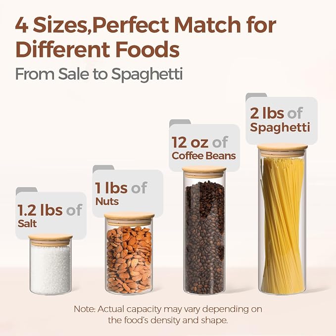 ComSaf Glass Food Storage Jars Set of 6, Canisters Sets - Image 3