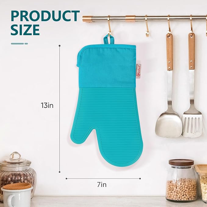 YUTAT Silicone Oven Mitts, High Heat Resistant Up to 500 Degrees, Waterproof - Image 4
