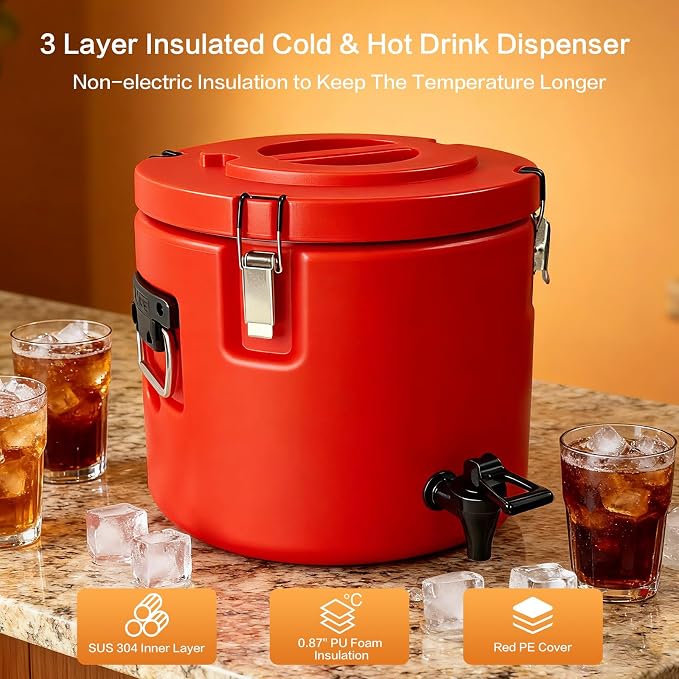 Insulated Beverage Dispenser, 20L/5 Gallon Thermal Hot & Cold Drink Dispenser - Image 4