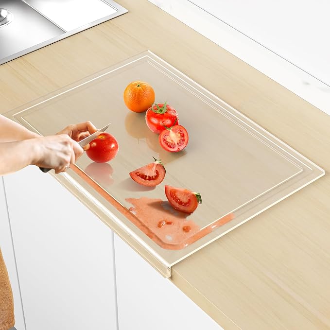 Acrylic Cutting Board with Juice Groove, Non Slip Clear Cutting Board with by SWSKR