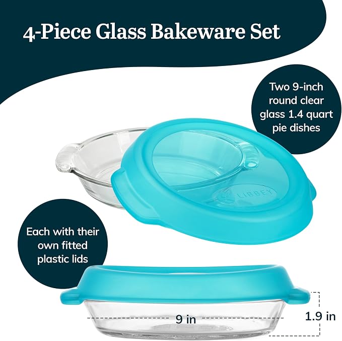 Libbey Baker’s Premium 2 Piece Glass Pie Plate, Space Saving Casserole Dish Set - Image 3