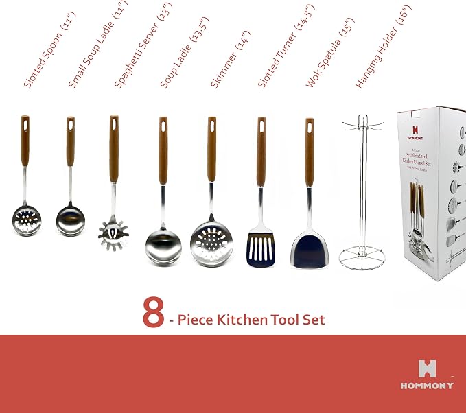 Cooking Utensils Set, 8-Piece 304 Stainless Steel Kitchen Tool Sets - Image 5