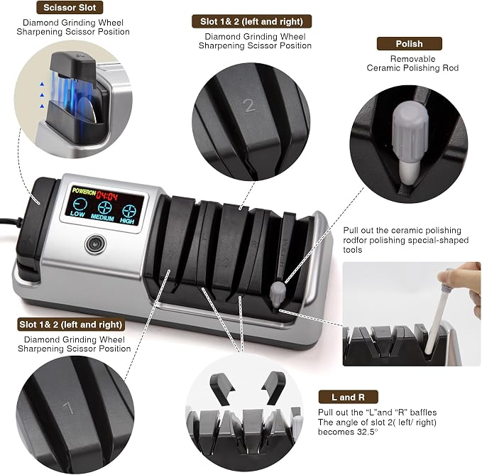 Silver Professional 3-Stage Electric Knife Sharpener - Image 5