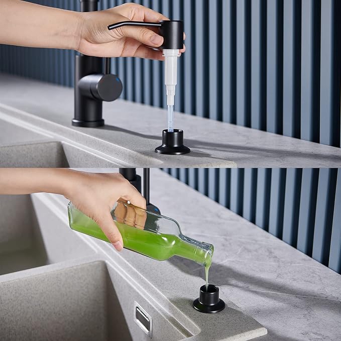 Soap Dispenser for Kitchen Sink Matte Black, Lotion Dispenser for Kitchen Sink - Image 4