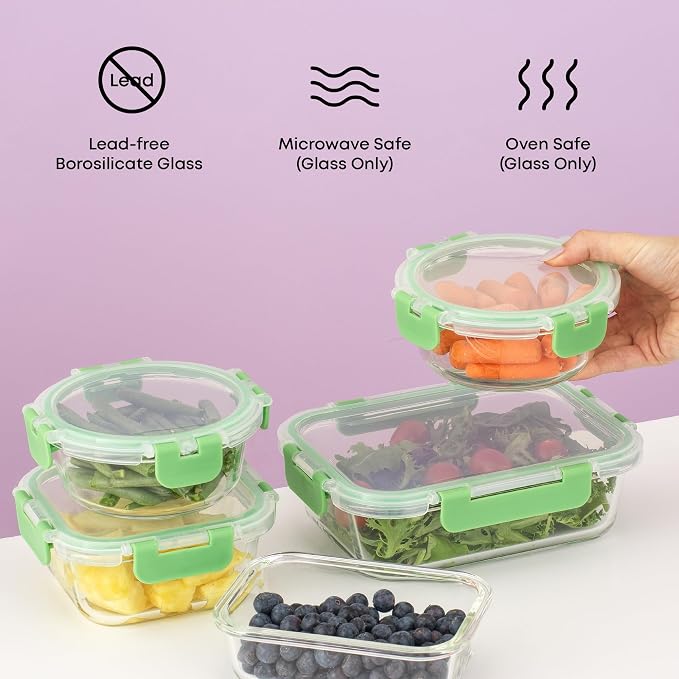 JoyJolt 24pc Borosilicate Glass Storage Containers - Image 5