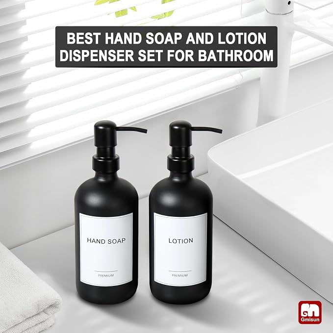 GMISUN Black Soap Dispenser, 2 Pack Matte Black Hand Soap Dispensers - Image 6
