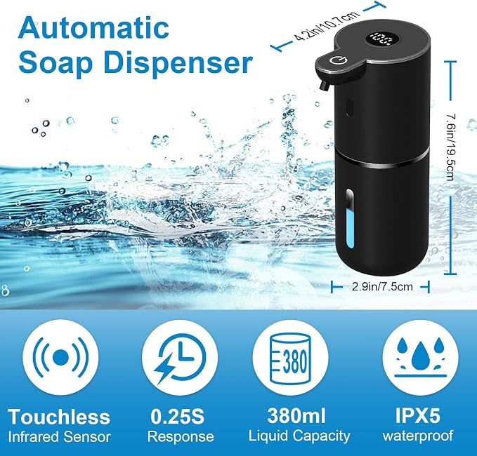 OHIFAST Automatic Liquid Soap Dispenser Touchless, USB Rechargeable Smart Hand - Image 2