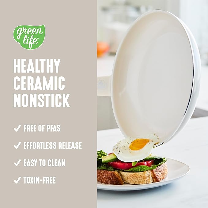 GreenLife Soft Grip 16 Piece Cookware Set, Non-Toxic PFAS-Free Ceramic Nonstick - Image 2