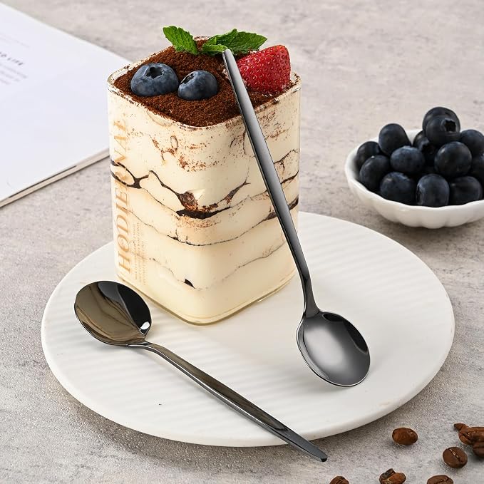 5.1 Inch Coffee & Tea Spoons, 6-Piece Black Stainless Steel Dessert Spoons - Image 9