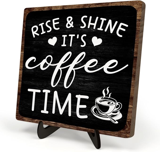 Farmhouse Coffee Wooden Plaque Sign, Vintage Desk Decor by DMADNF