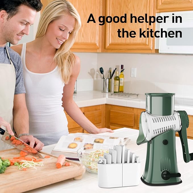 APSARAS USA Rotary Cheese Grater, 5 in 1 Rotary Grater, Cheese Grater Hand Crank - Image 4