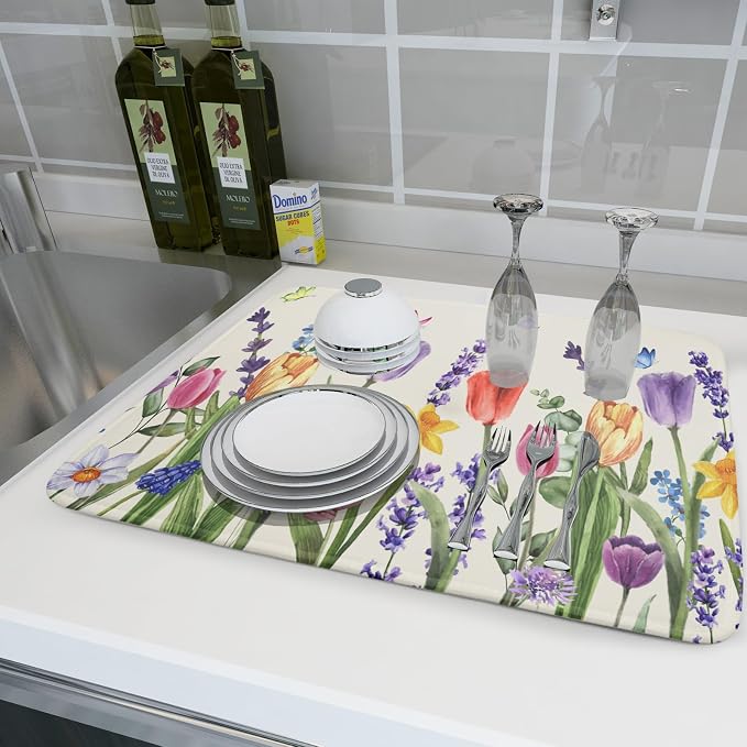 Spring Summer Floral Dish Drying Mat - Image 6