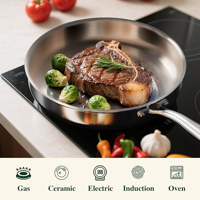 12 Inch Tri-Ply Stainless Steel Frying Pan, Frying Pan - Image 7