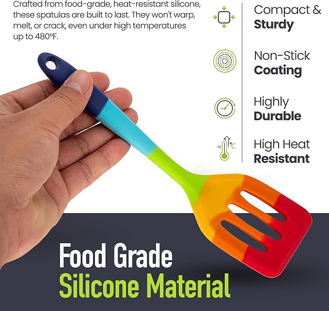 9-Piece Rainbow Silicone Spatula Set - Image 4