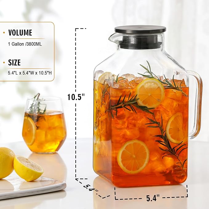 1 Gallon Square Glass Pitcher - Image 2
