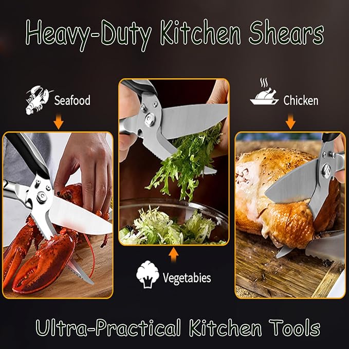 Kitchen Shears Heavy Duty, Stainless Steel Sharp Poultry Kitchen Scissors - Image 2