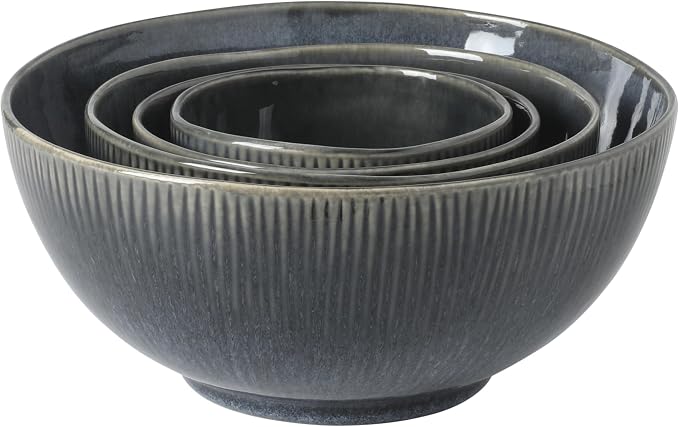 Gibson Elite Sandy Pines 4 Piece Nesting Bowl Set, 7” & 9” Round Stoneware Bowls - Image 5