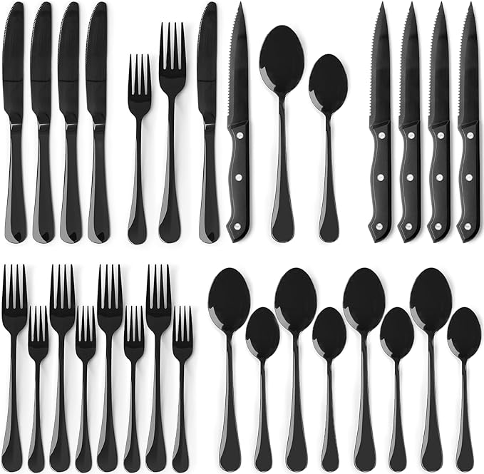 Astercook 24-Piece Black Silverware Set by Astercook