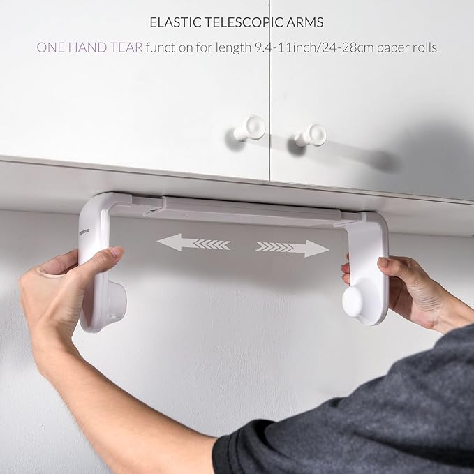 simpletome Paper Towel Holder ONE Hand Tear Adaptive Tension Arm Adjustable - Image 4