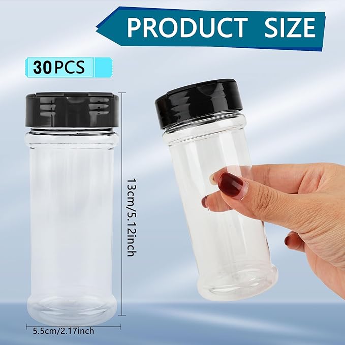 30 Pcs 6 oz Plastic Spice Jars - Image 2