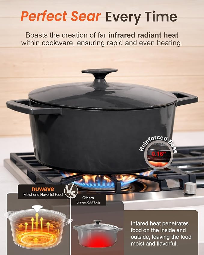 Nuwave 6QT LUX Healthy Enameled Cast Iron Dutch Oven Pot - Image 3