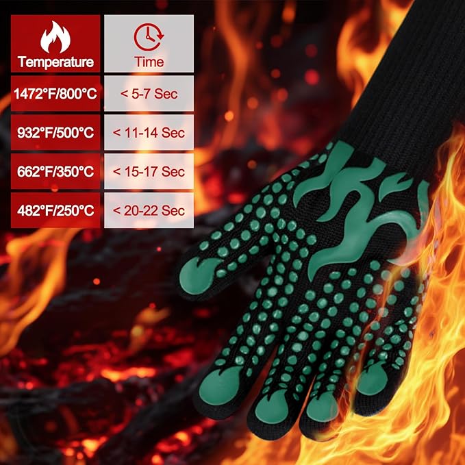 Comsmart BBQ Gloves, 1472°F Heat Resistant Grilling Gloves Silicone Non-Slip - Image 2