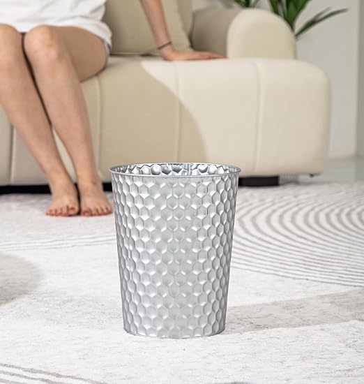 Venalys Small Metal Trash Can Wastebasket, Decorative Honeycomb Garbage Can - Image 6