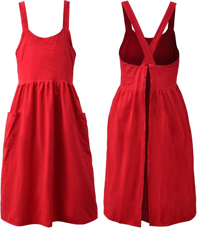 Uaussi Cotton Linen Apron Cross Back Work Apron by Uaussi