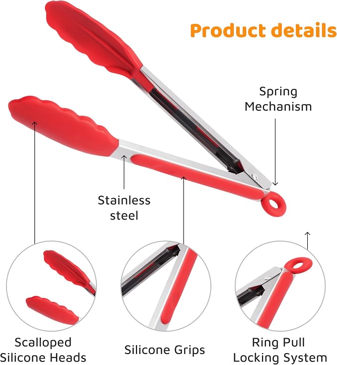Popco 3 Piece Kitchen Tongs Set 7, 12 Inch - Image 7